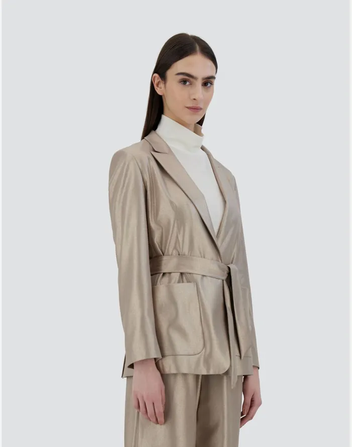Herno BLAZER IN METALLICFLANNEL EFFECT Sand Women Blazers