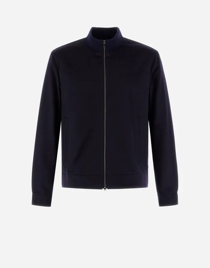 Herno BOMBER JACKET IN CASHMERE Dark Blue Men Bomber