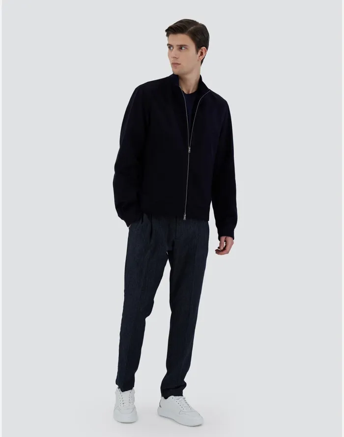 Herno BOMBER JACKET IN CASHMERE Dark Blue Men Bomber