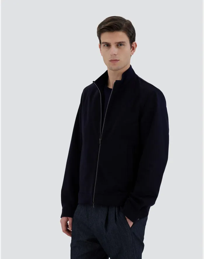 Herno BOMBER JACKET IN CASHMERE Dark Blue Men Bomber