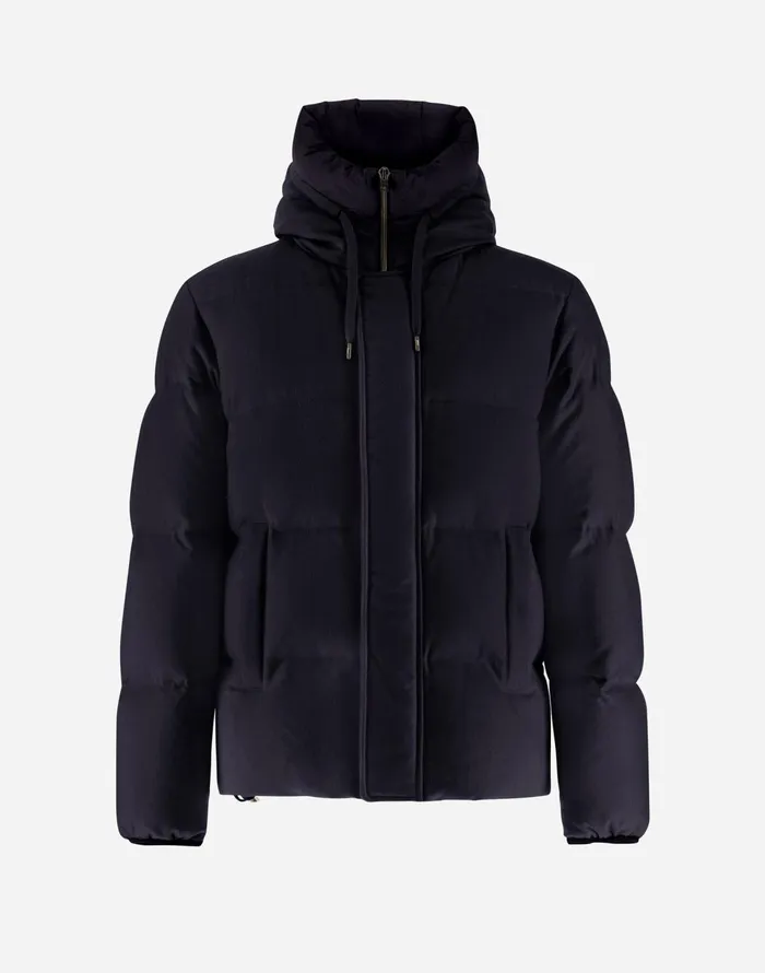 Herno BOMBER JACKET IN CASHMERE SILK AND ECOAGE Navy Blue Men Bomber