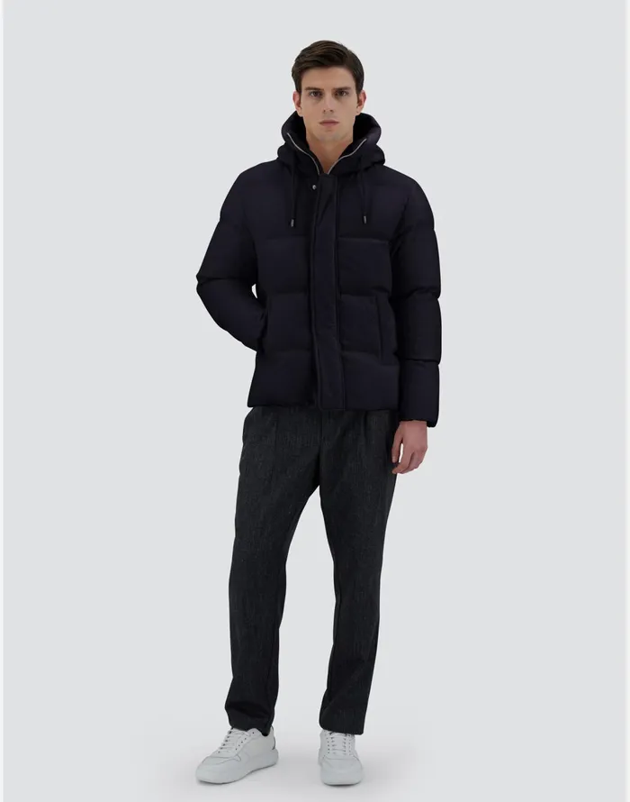Herno BOMBER JACKET IN CASHMERE SILK AND ECOAGE Navy Blue Men Bomber