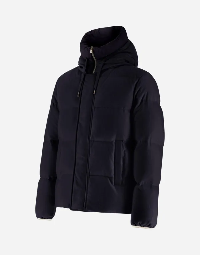 Herno BOMBER JACKET IN CASHMERE SILK AND ECOAGE Navy Blue Men Bomber