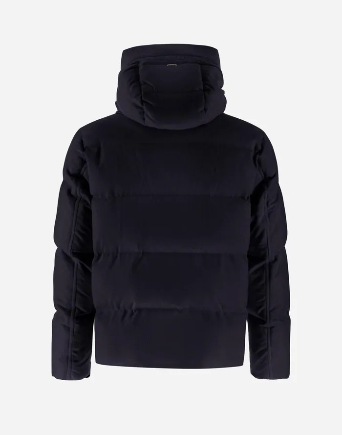 Herno BOMBER JACKET IN CASHMERE SILK AND ECOAGE Navy Blue Men Bomber