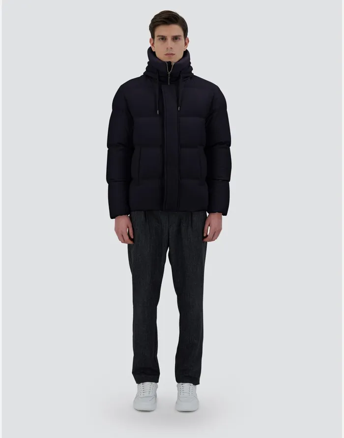 Herno BOMBER JACKET IN CASHMERE SILK AND ECOAGE Navy Blue Men Bomber