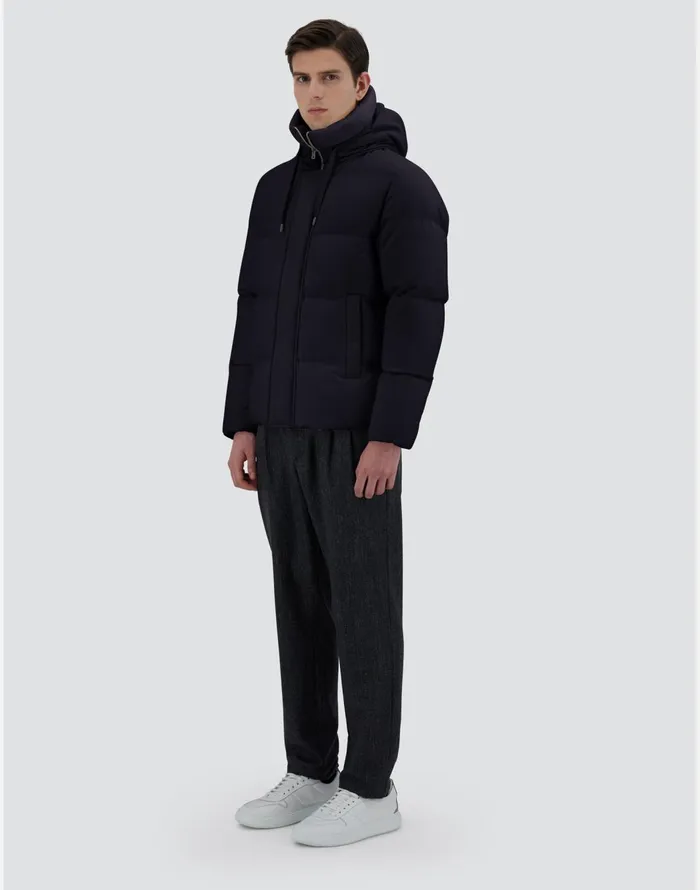 Herno BOMBER JACKET IN CASHMERE SILK AND ECOAGE Navy Blue Men Bomber