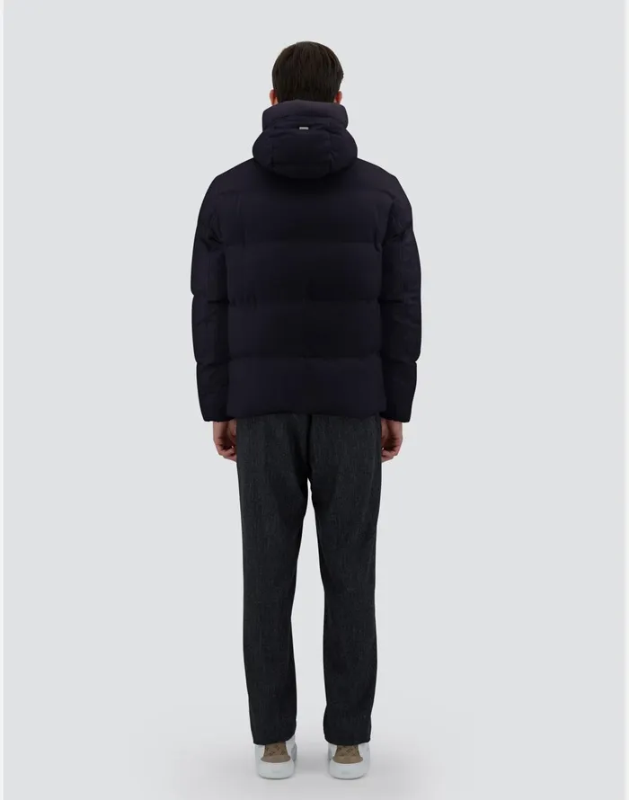 Herno BOMBER JACKET IN CASHMERE SILK AND ECOAGE Navy Blue Men Bomber
