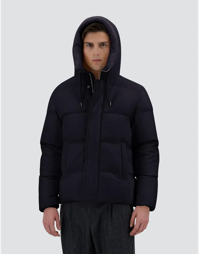 Herno BOMBER JACKET IN CASHMERE SILK AND ECOAGE Navy Blue Men Bomber
