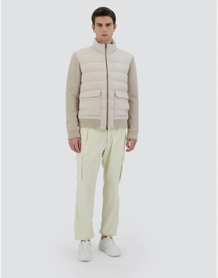 Herno BOMBER JACKET IN CASHMERE SILK AND KNIT Chantilly Men Short Down Jackets