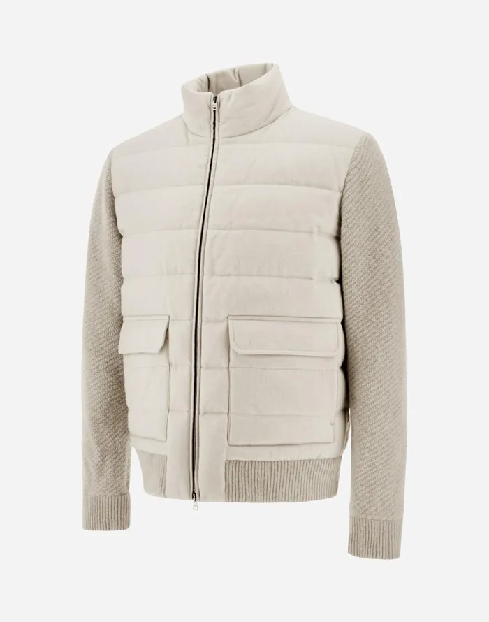 Herno BOMBER JACKET IN CASHMERE SILK AND KNIT Chantilly Men Short Down Jackets