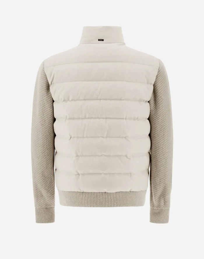 Herno BOMBER JACKET IN CASHMERE SILK AND KNIT Chantilly Men Short Down Jackets