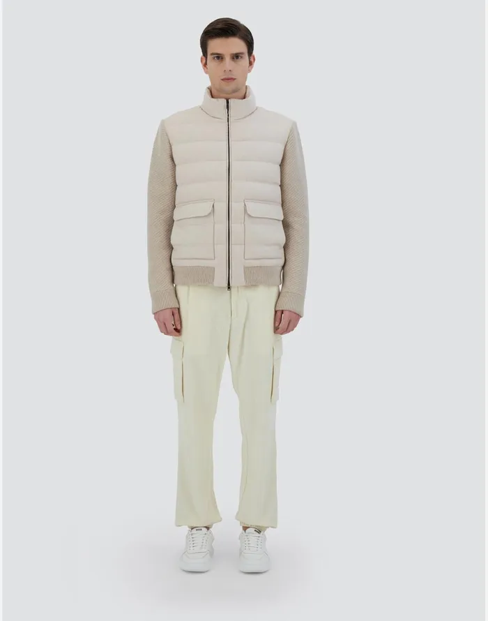 Herno BOMBER JACKET IN CASHMERE SILK AND KNIT Chantilly Men Short Down Jackets
