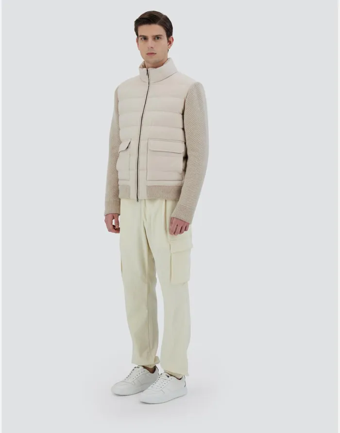 Herno BOMBER JACKET IN CASHMERE SILK AND KNIT Chantilly Men Short Down Jackets