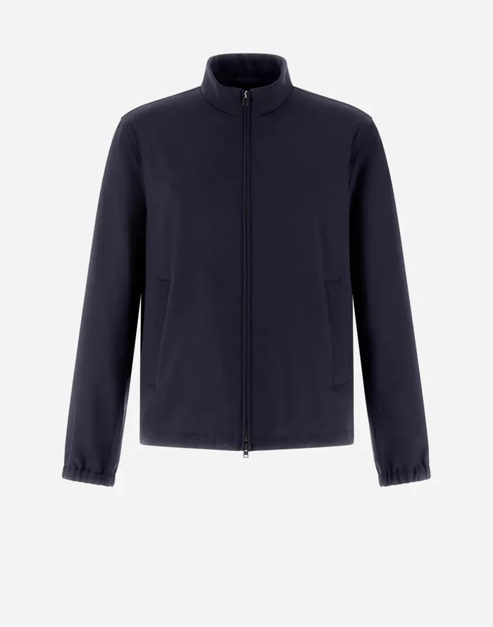 Herno BOMBER JACKET IN CREPE FLUID Navy Blue Men Bomber