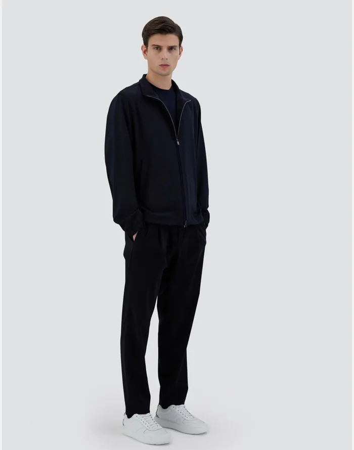 Herno BOMBER JACKET IN CREPE FLUID Navy Blue Men Bomber