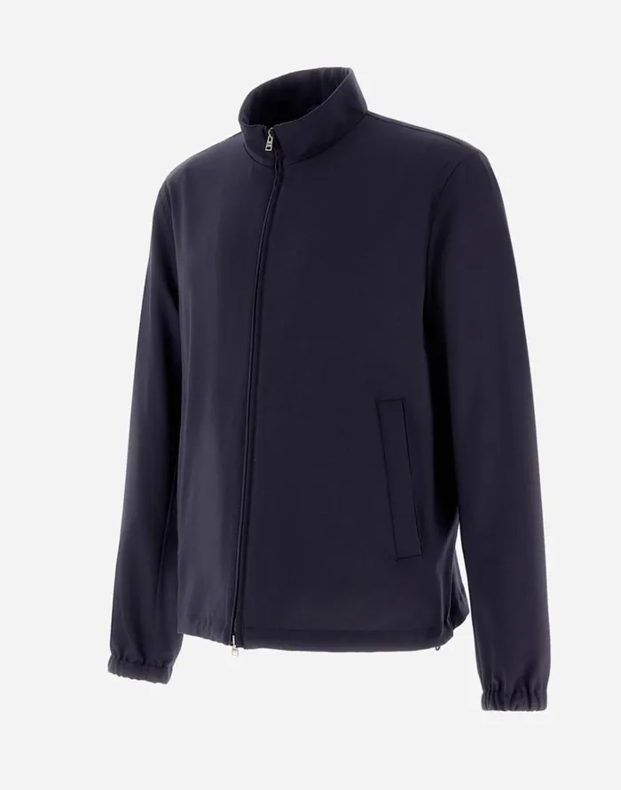 Herno BOMBER JACKET IN CREPE FLUID Navy Blue Men Bomber
