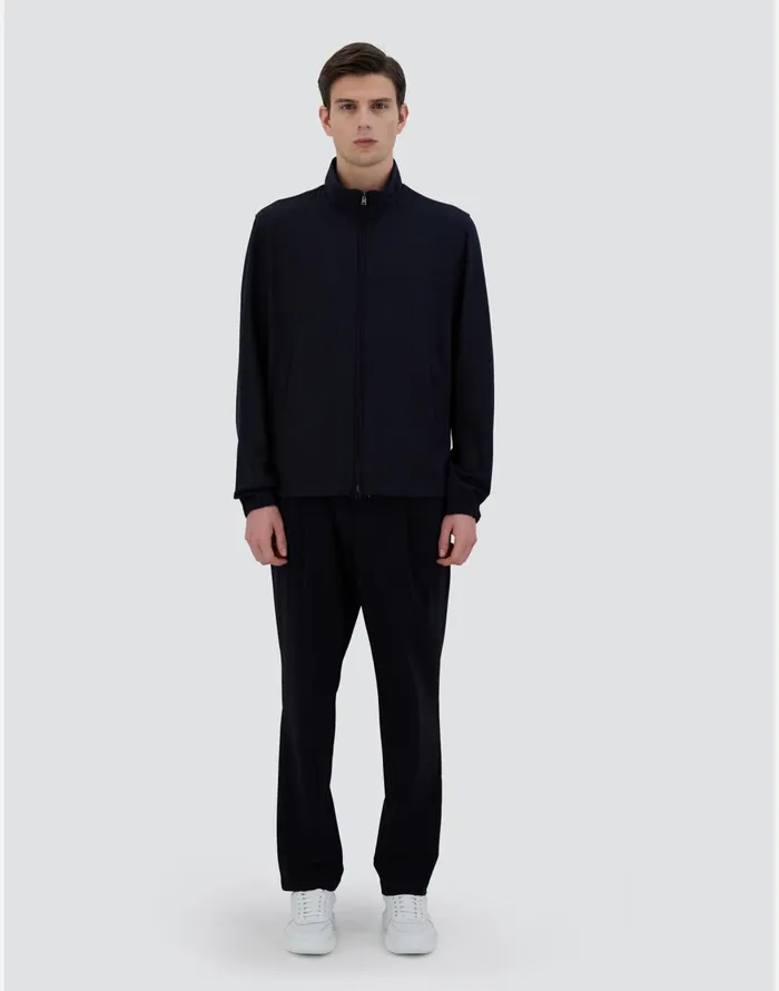 Herno BOMBER JACKET IN CREPE FLUID Navy Blue Men Bomber