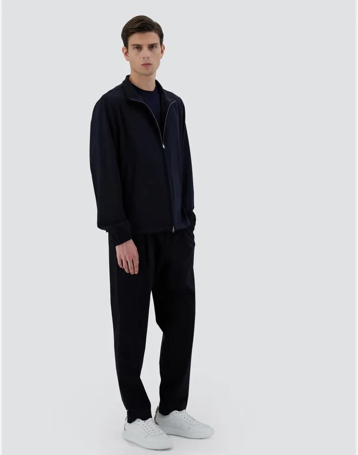 Herno BOMBER JACKET IN CREPE FLUID Navy Blue Men Bomber