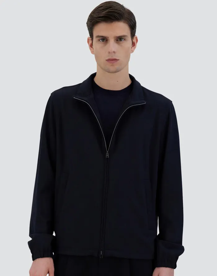 Herno BOMBER JACKET IN CREPE FLUID Navy Blue Men Bomber
