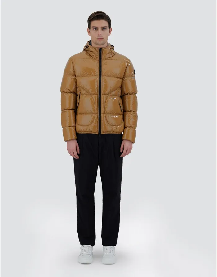 Herno BOMBER JACKET IN GLOSS Camel Men Bomber
