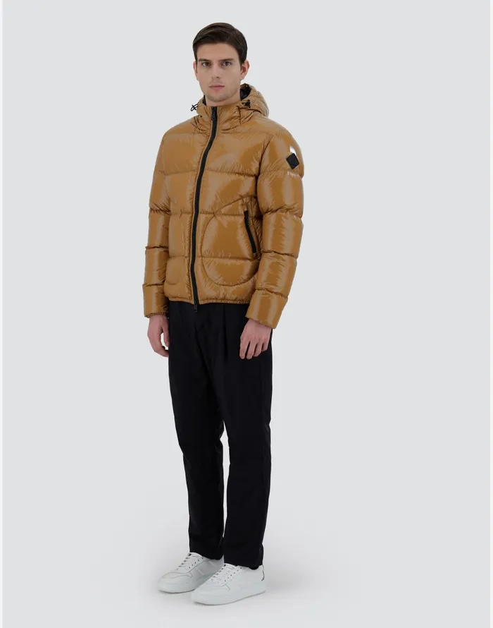 Herno BOMBER JACKET IN GLOSS Camel Men Bomber
