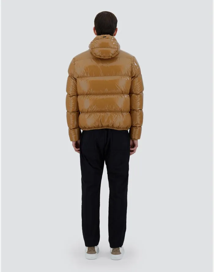 Herno BOMBER JACKET IN GLOSS Camel Men Bomber