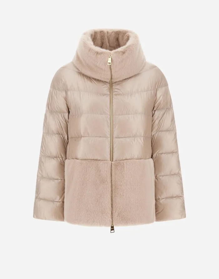 Herno CAPE IN NYLON ULTRALIGHT AND NEW LADY FAUX FUR Chantilly Women Capes