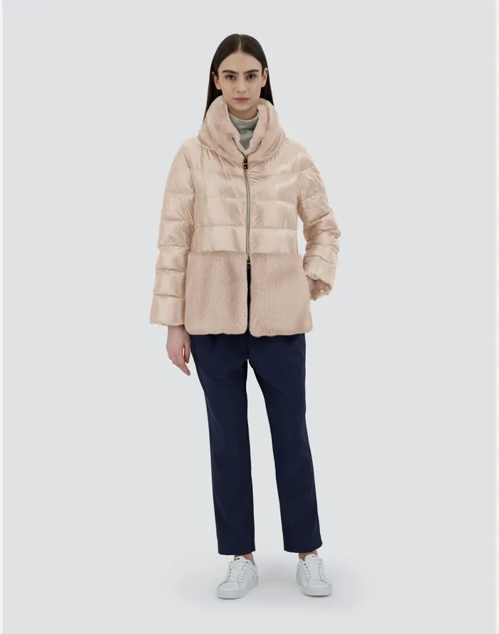Herno CAPE IN NYLON ULTRALIGHT AND NEW LADY FAUX FUR Chantilly Women Capes