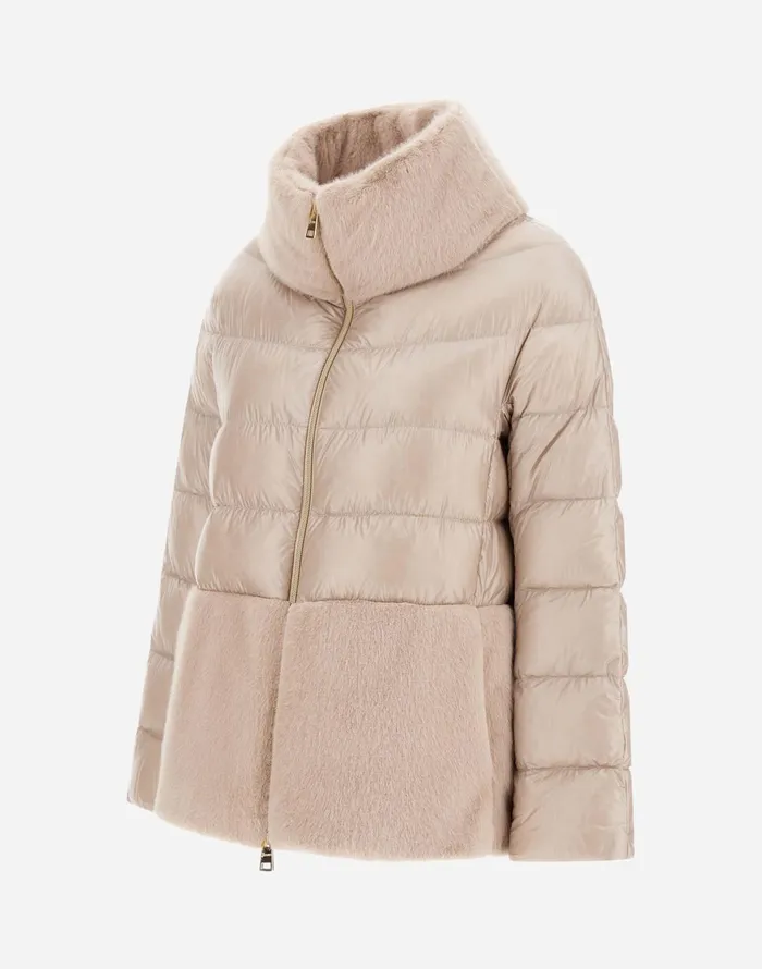 Herno CAPE IN NYLON ULTRALIGHT AND NEW LADY FAUX FUR Chantilly Women Capes