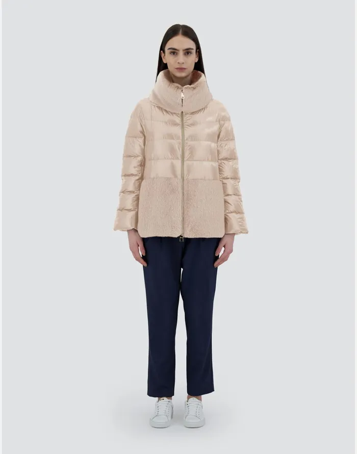 Herno CAPE IN NYLON ULTRALIGHT AND NEW LADY FAUX FUR Chantilly Women Capes