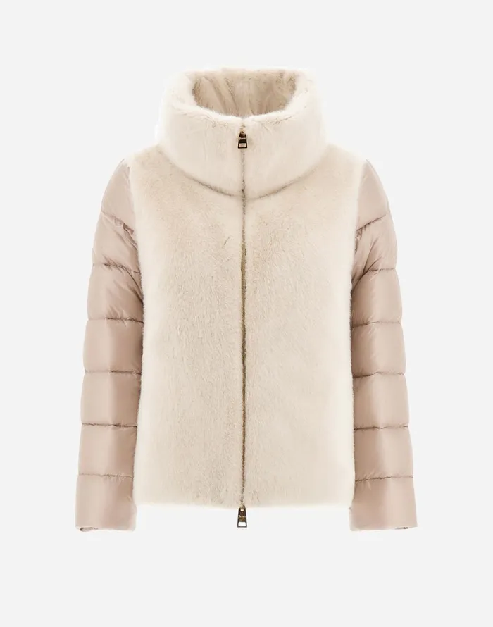 Herno CAPE IN NYLON ULTRALIGHT AND NEW LADY FAUX FUR Chantilly Women Parka and Jackets