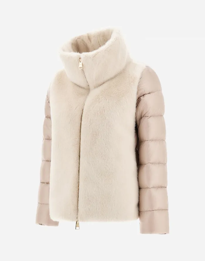 Herno CAPE IN NYLON ULTRALIGHT AND NEW LADY FAUX FUR Chantilly Women Parka and Jackets