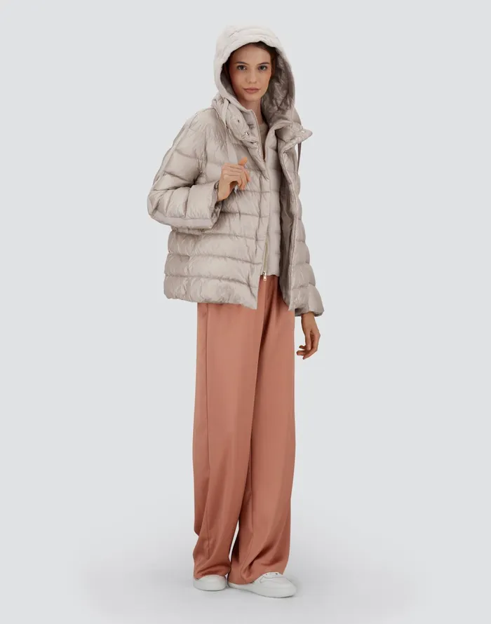 Herno CAPE IN NYLON ULTRALIGHT CASHMERE AND SILK Chantilly Women Short Down Jackets