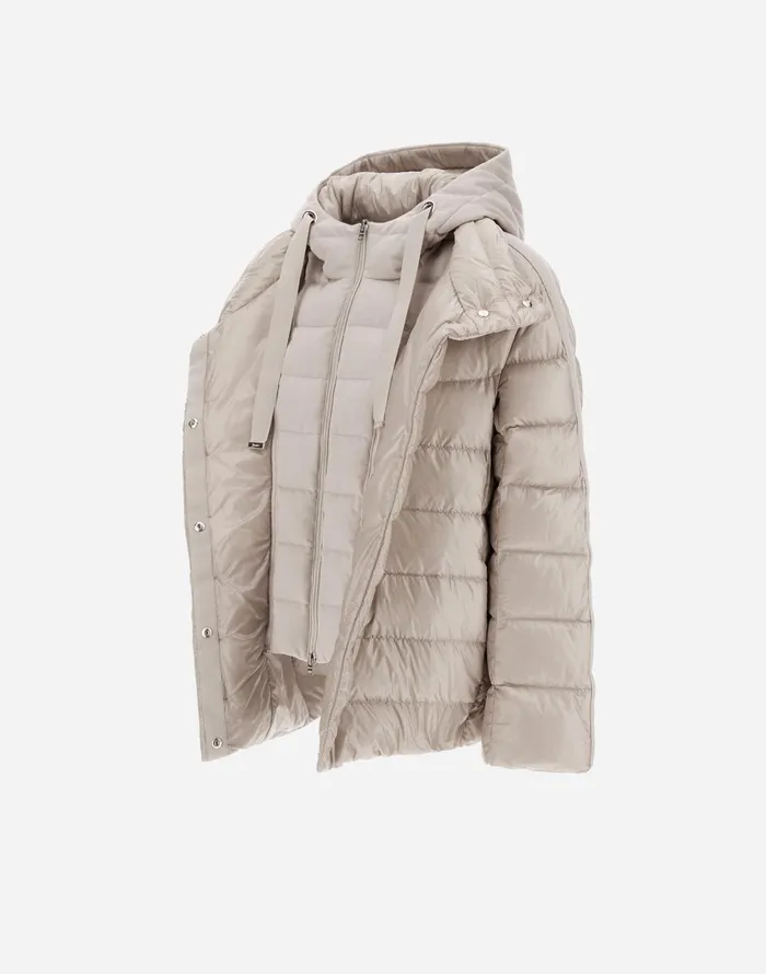 Herno CAPE IN NYLON ULTRALIGHT CASHMERE AND SILK Chantilly Women Short Down Jackets
