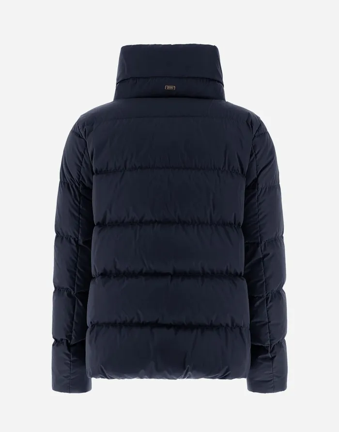 Herno CAPE IN SATIN New Blue Women Short Down Jackets