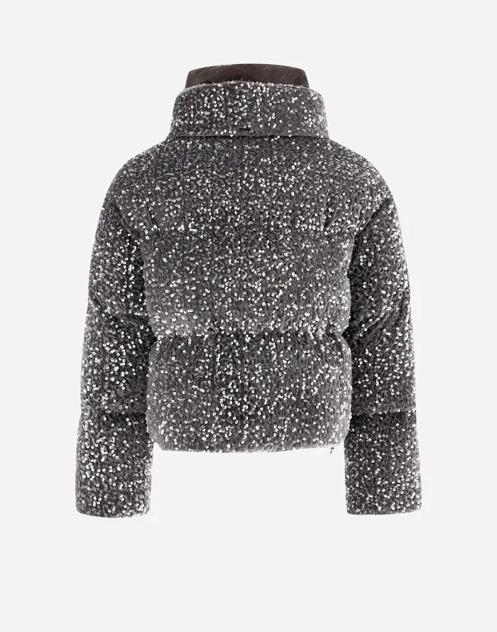 Herno CAPE IN VELVET PAILLETTES Light Grey Women Capes