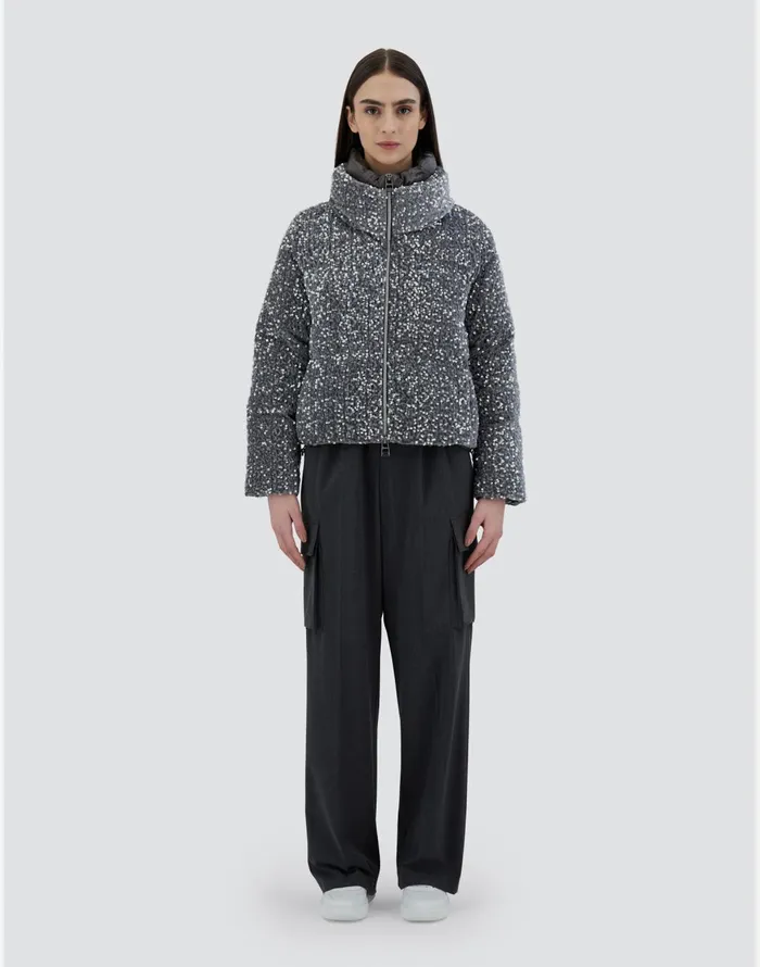 Herno CAPE IN VELVET PAILLETTES Light Grey Women Capes