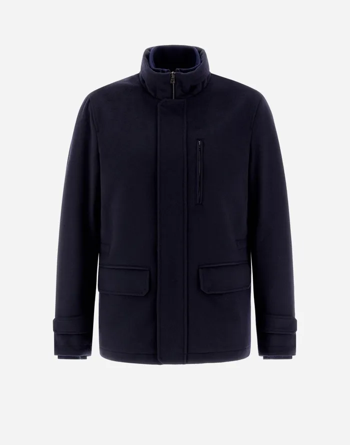 Herno FIELDJACKET IN NEW WOOL CASHMERE Navy Blue Men Field Jacket