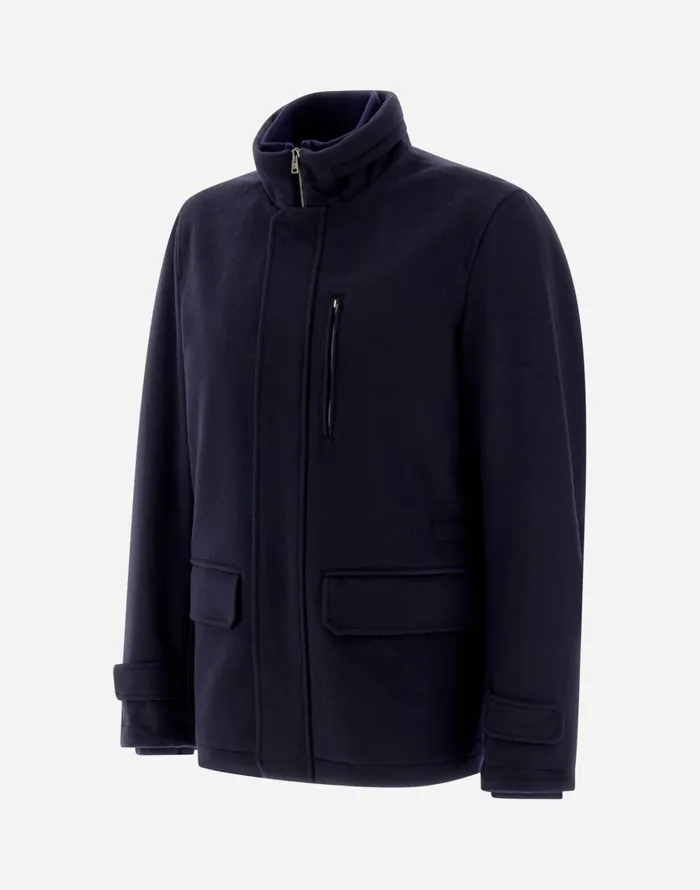 Herno FIELDJACKET IN NEW WOOL CASHMERE Navy Blue Men Field Jacket