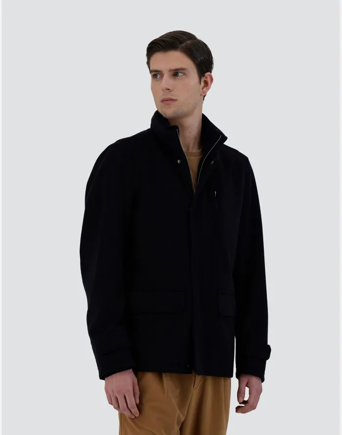 Herno FIELDJACKET IN NEW WOOL CASHMERE Navy Blue Men Field Jacket