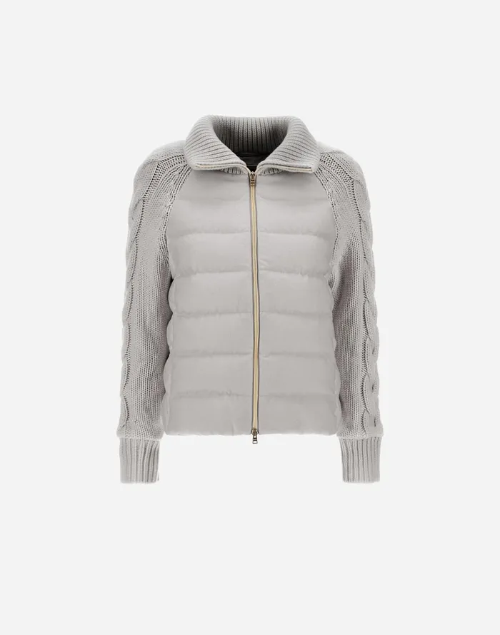 Herno JACKET IN CASHMERE SILK AND KNIT Chantilly Women Parka and Jackets