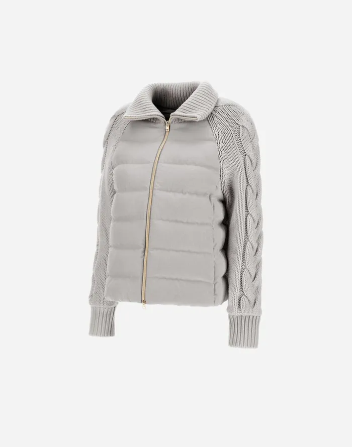 Herno JACKET IN CASHMERE SILK AND KNIT Chantilly Women Parka and Jackets