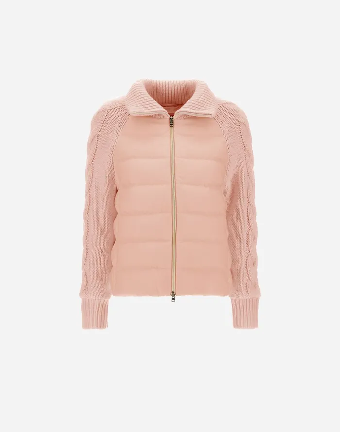 Herno JACKET IN CASHMERE SILK AND KNIT Light Pink Women Parka and Jackets
