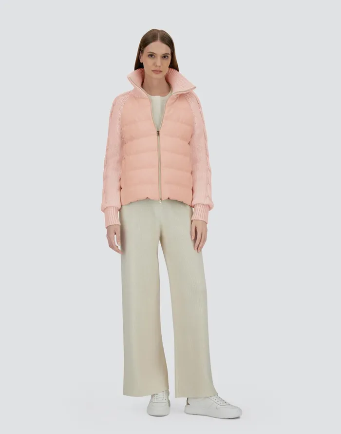 Herno JACKET IN CASHMERE SILK AND KNIT Light Pink Women Parka and Jackets