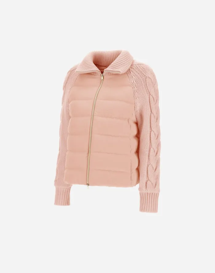 Herno JACKET IN CASHMERE SILK AND KNIT Light Pink Women Parka and Jackets