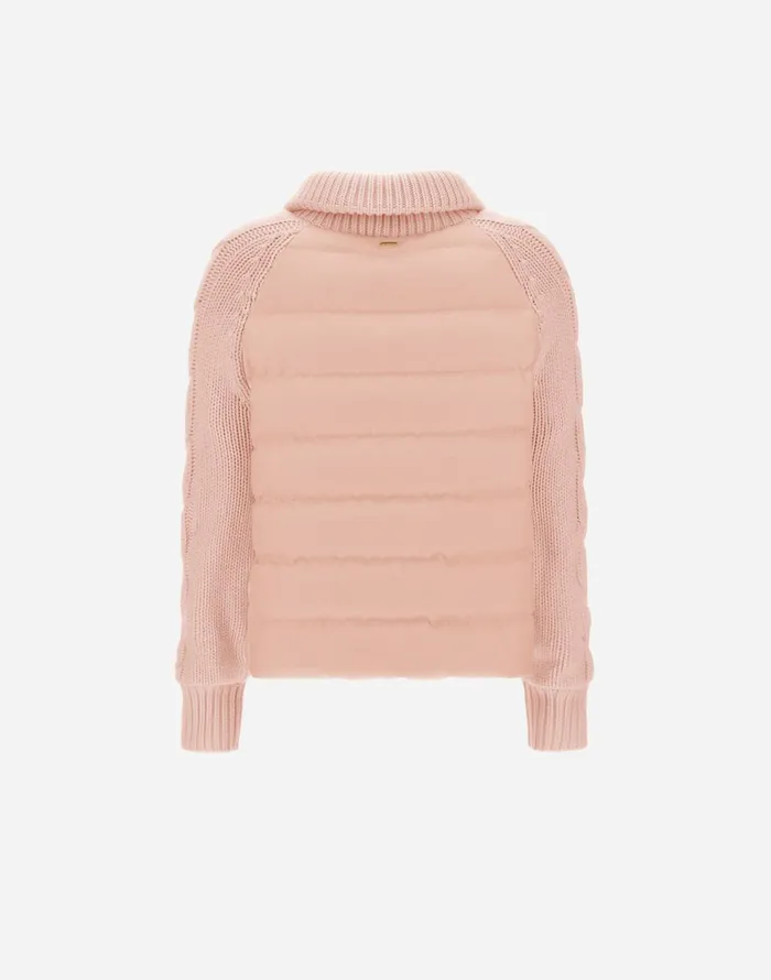 Herno JACKET IN CASHMERE SILK AND KNIT Light Pink Women Parka and Jackets
