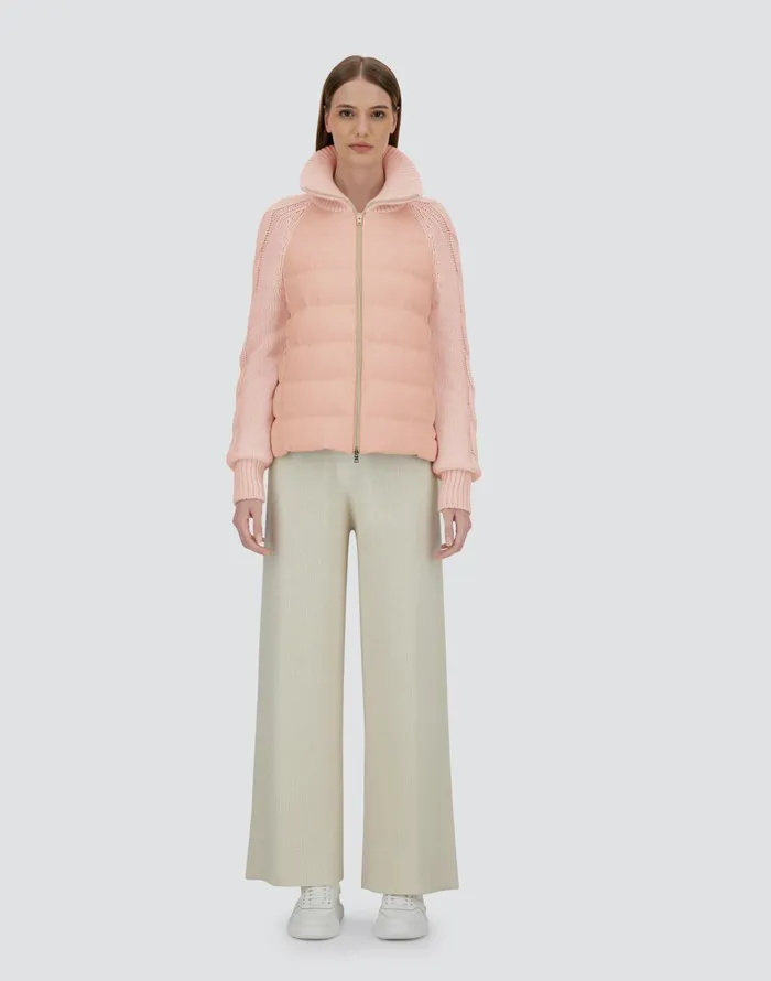 Herno JACKET IN CASHMERE SILK AND KNIT Light Pink Women Parka and Jackets