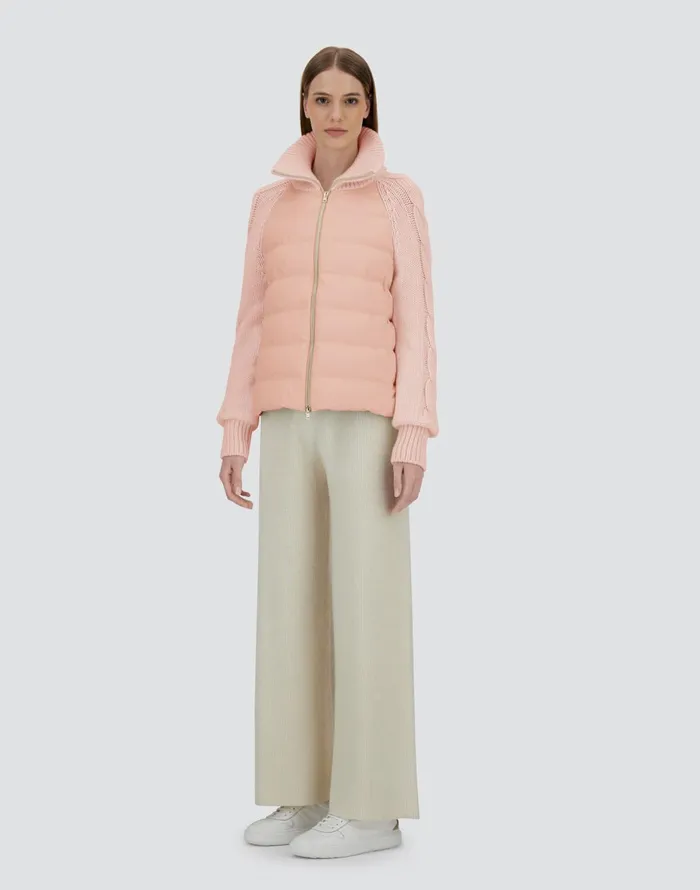 Herno JACKET IN CASHMERE SILK AND KNIT Light Pink Women Parka and Jackets
