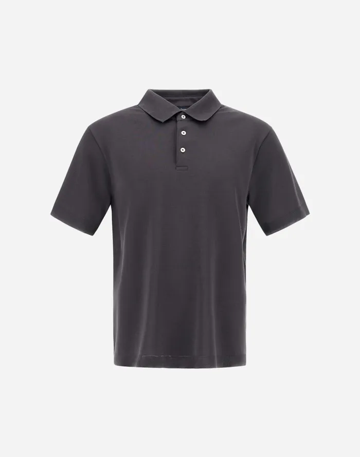 Herno JERSEY KNIT EFFECT POLO SHIRT Grey Men Tshirts and Polo Shirts