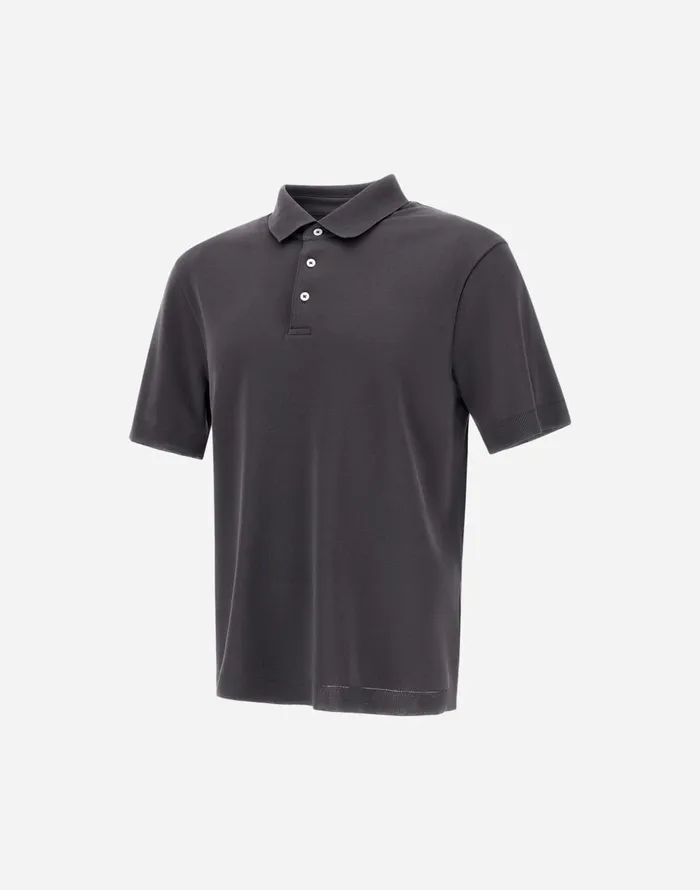Herno JERSEY KNIT EFFECT POLO SHIRT Grey Men Tshirts and Polo Shirts